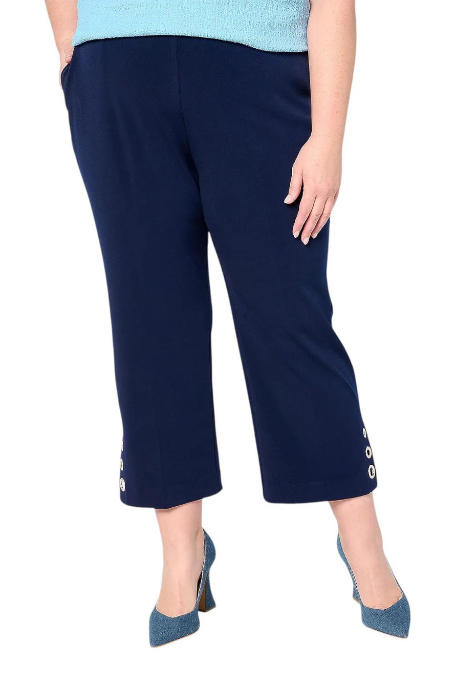 Susan Graver Women's LK Fusion Mini Boot Cut Crop Pants Black - Petite
